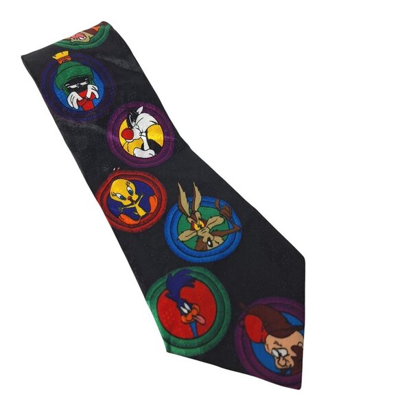 Vintage 1993 Looney Tunes Taz Tweety Bugs Elmer Necktie - Picture 1 of 7